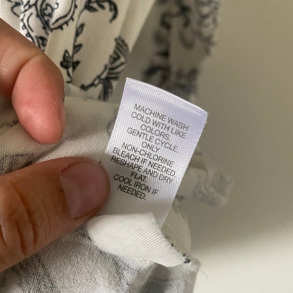 J Jill Womens Blouse Shirt Floral Spring White Size L Scoop Neck Color Block - Picture 10 of 10